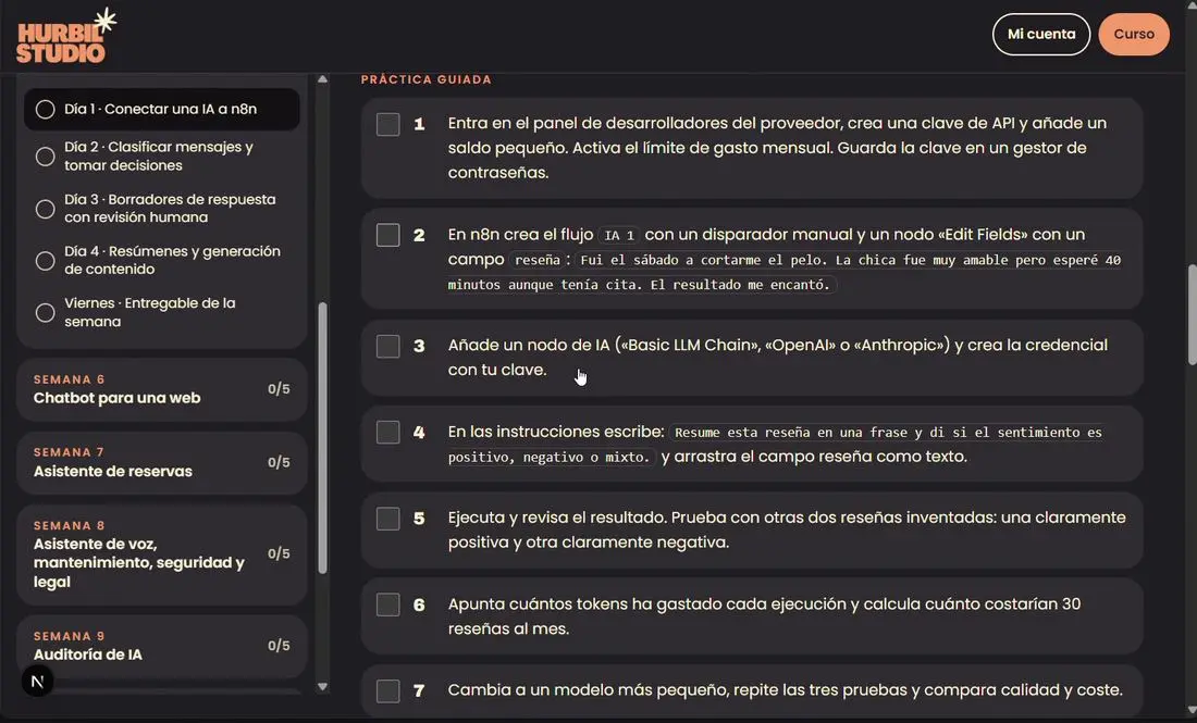 Práctica guiada paso a paso dentro de una clase